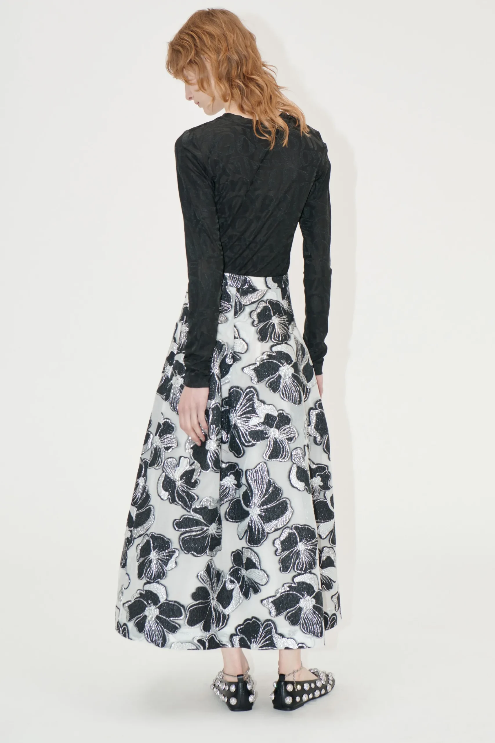STINE GOYA Voluminous Midi Skirt - Anemone Jacquard AnemoneJacquard Fashion