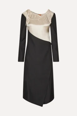 STINE GOYA Wrap Midi Dress - Black / Butter Milk Online